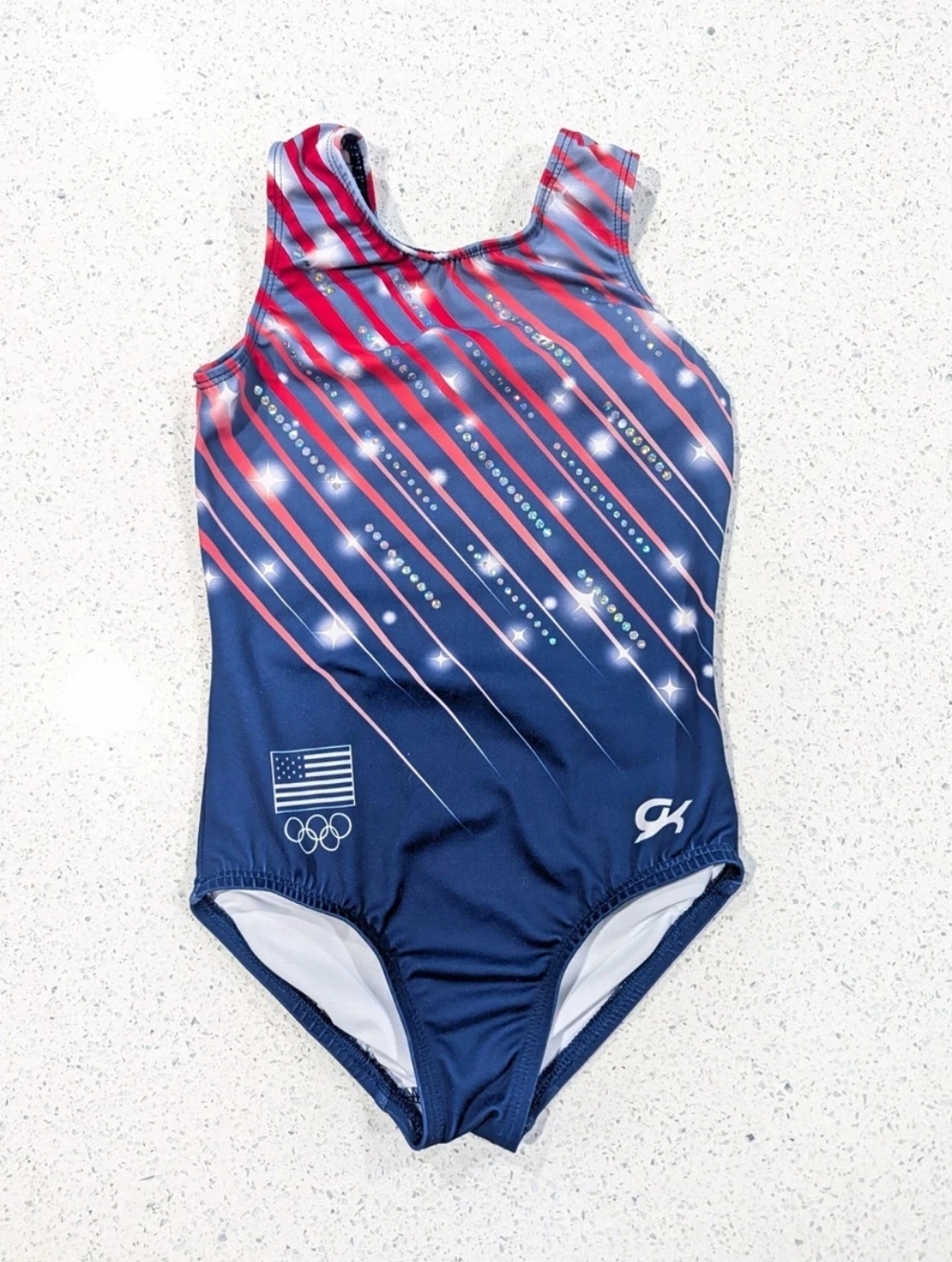 OFFICIAL TEAM USA GK Elite Child Large Gymnastics Dance Leotard OLYMPIC Replica